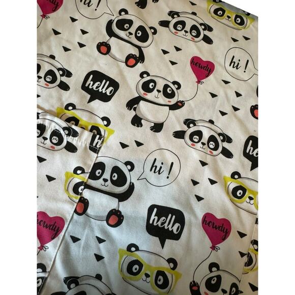 Scrub Star Pandas Hearts Hello Hi Medium V Neck Top Dental Nursing Veterinary - Picture 2 of 6